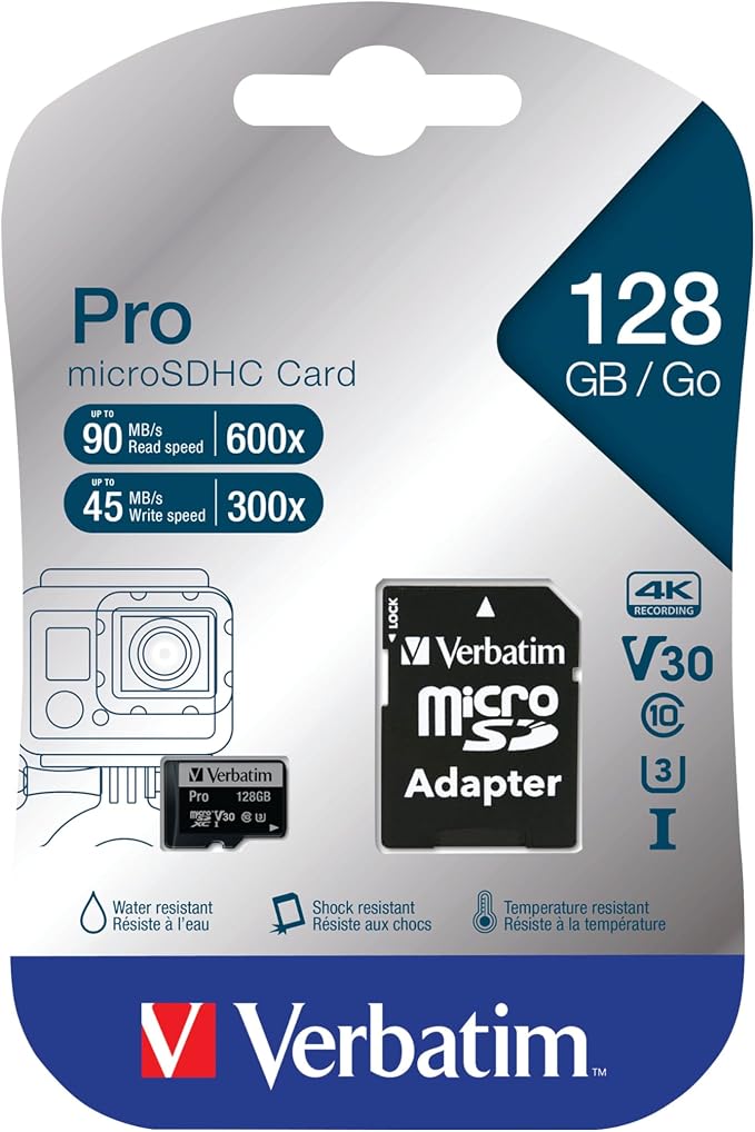 Verbatim 128GB Pro U3 Micro SDXC CLASS 10 UHS-I Hafıza Kartı (90MB/sn. - 45MB/sn.)