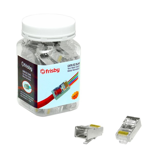 FRISBY FNW-RJ4528N RJ-45 Cat 6 Yeni Nesil Delikli Konnektör 100lü Kutulu