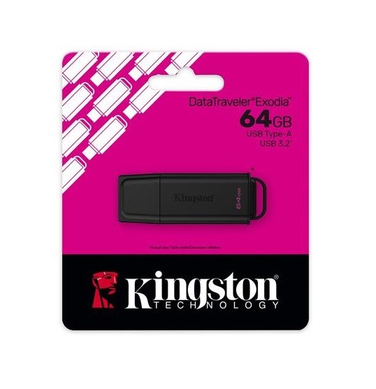 Kingston DTXG2/64GB 64GB Portable USB 3.2 Gen 1 DataTraveler Exodia Black Flash Bellek