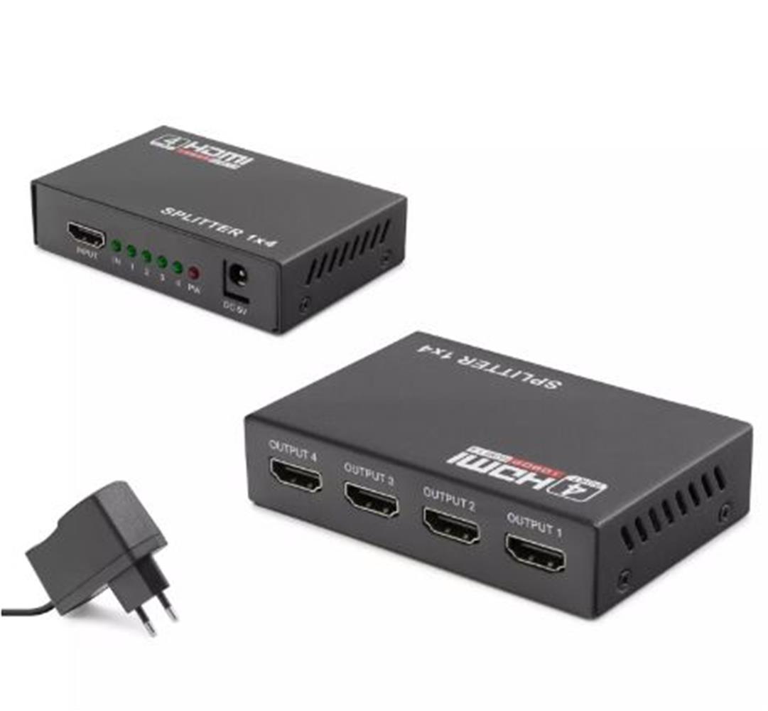 Hadron Hdx1286 4 Port Hdmi Splitter 1.4V 1080P 3D 1*In 4*Out Siyah