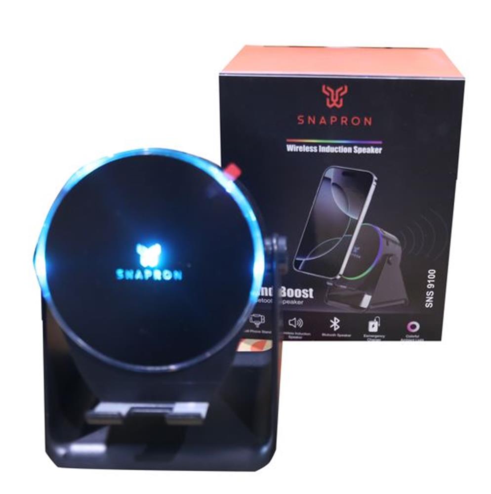 Snapron SNS-9100 Siyah (İNDUCTİON Özellikli) RGB Bluetooth Speaker (Phone Stand/Ambient Light)