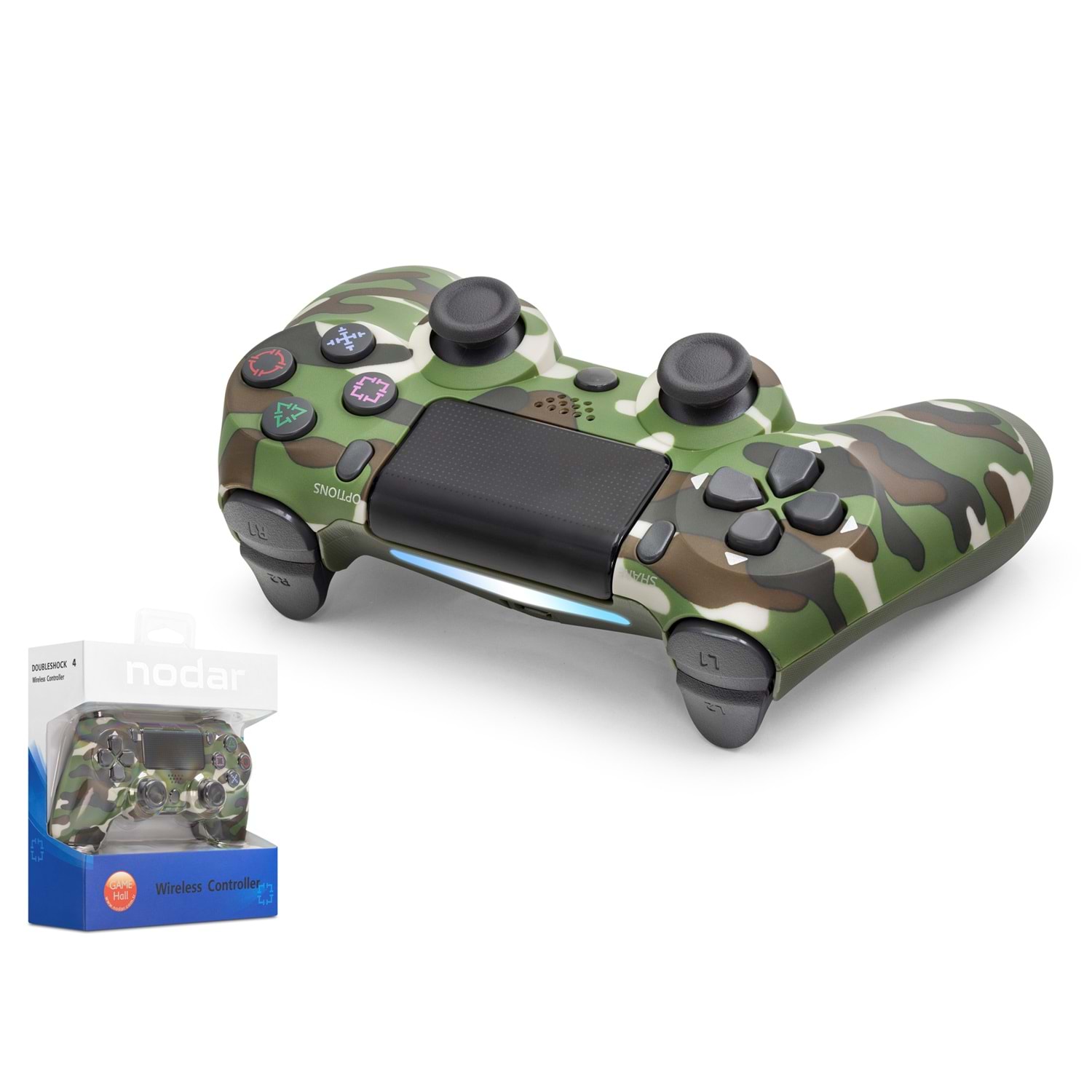 NODAR ND400L PS4 Uyumlu Kablosuz GamePad Oyun Kolu - Yeşil Kamuflaj