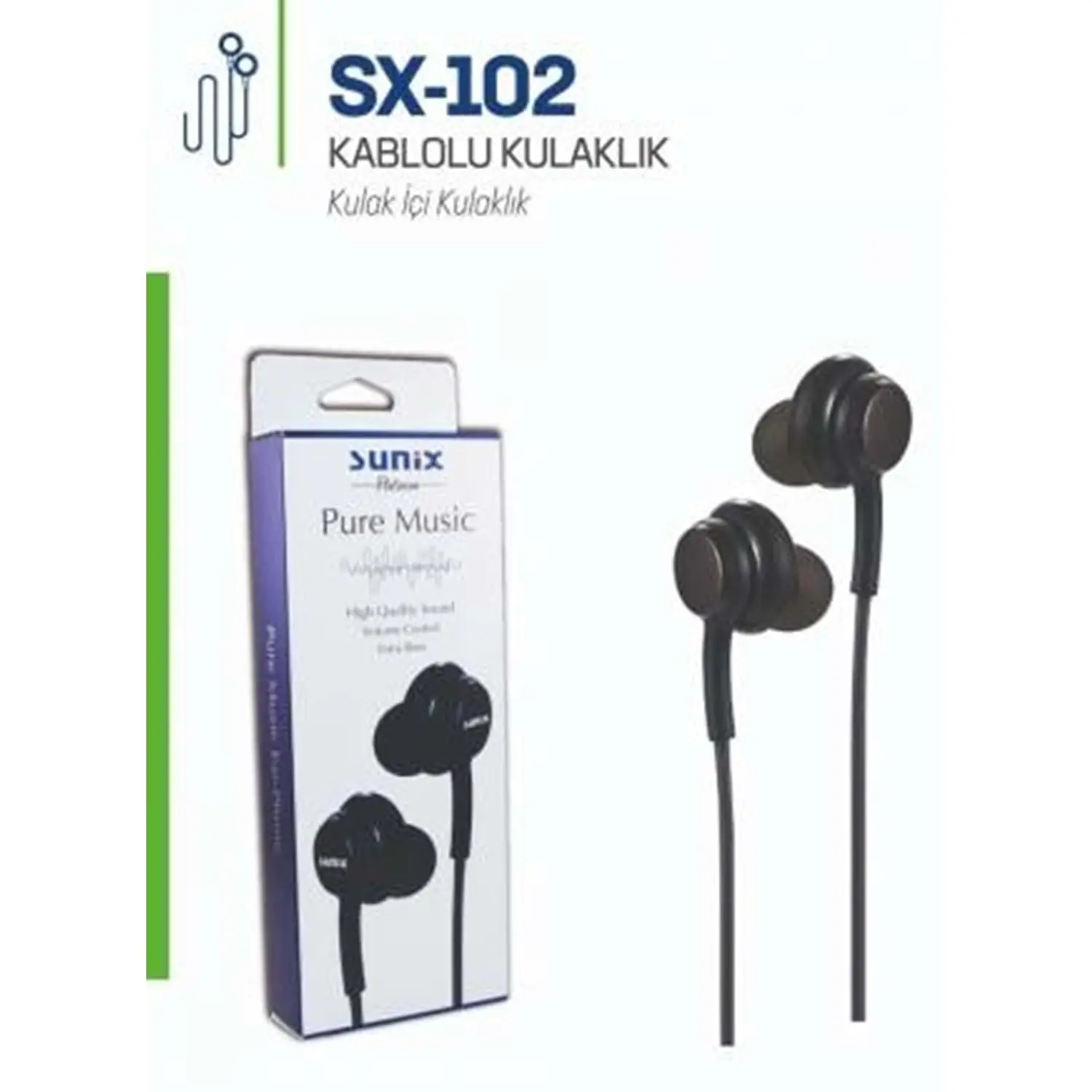 Sunix SX-102 3.5mm Kulakiçi Mikrofonlu Kulaklık