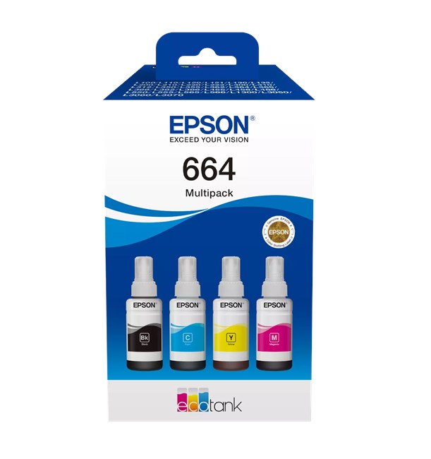 Epson T6646 Cyan-Magenta-Yellow-Black Mavi-Kırmızı-Sarı-Siyah 4lü Multipack Kartuş